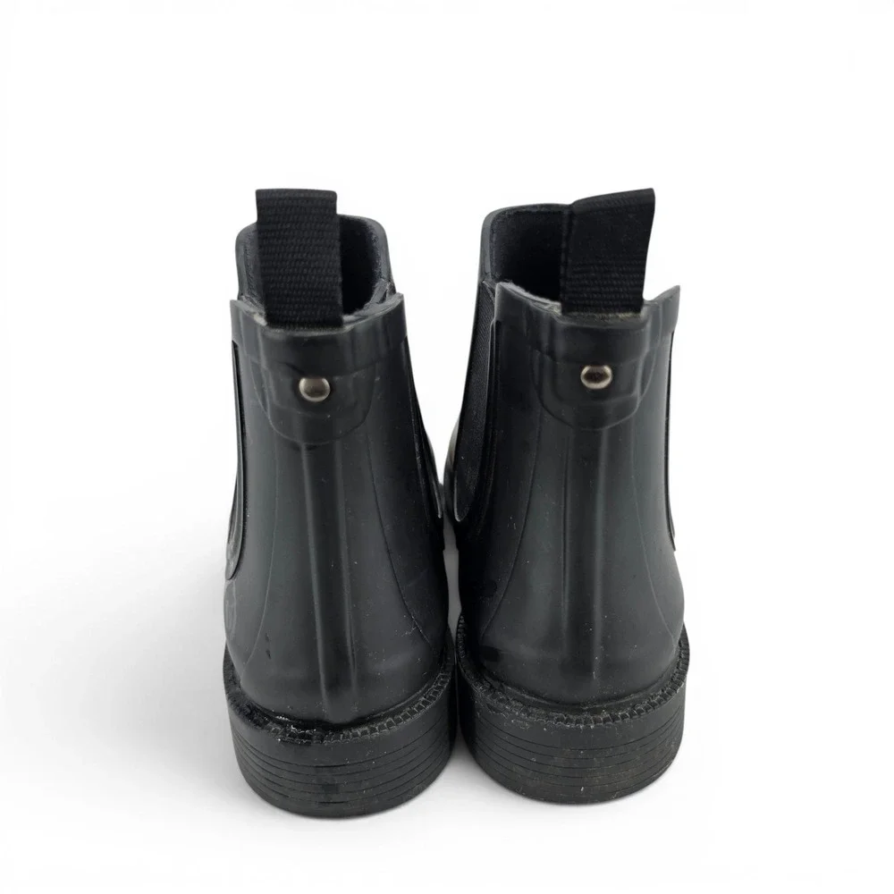Madewell Black Chelsea Rain Boots Rubber Waterproof Ankle Boots Women's 8 EUC